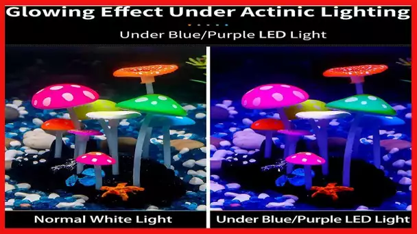 Uniclife Glowing Effect Artificial Mushroom Aquarium Plant Decor Ornament Decoration for Fish Tank