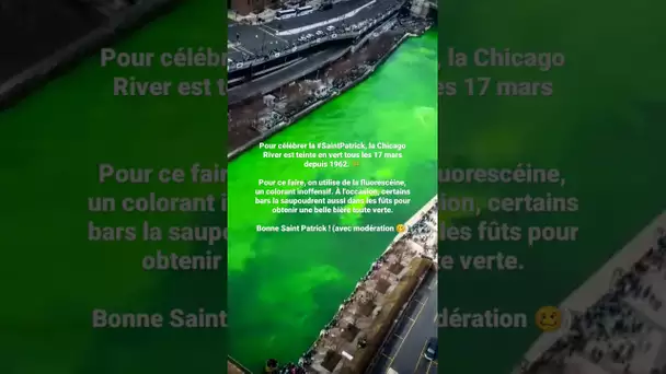 Pour célébrer la #SaintPatrick, la Chicago River est teinte en vert tous les 17 mars depuis 1962. 🍀