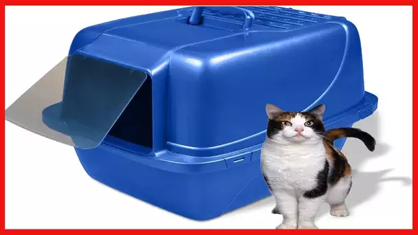 Van Ness Pets Odor Control Extra Large, Giant Enclosed Cat Pan with Odor Door, Hooded, Blue, CP7