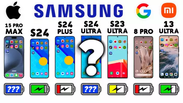Test Batterie : iPhone 15 Pro Max vs Galaxy S24 Ultra, S24+, S24, Pixel 8 Pro, Xiaomi 13 Ultra !