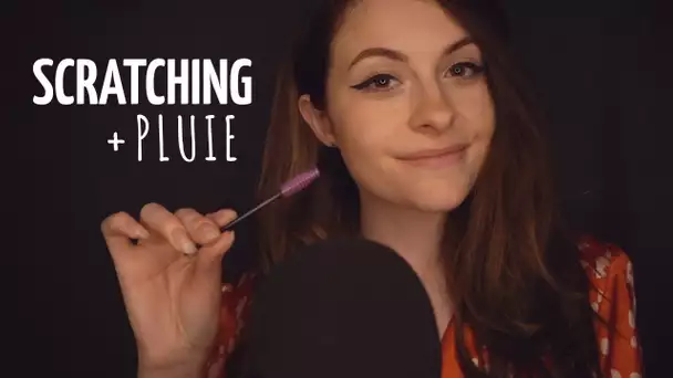 ASMR FRANCAIS ⚪️ MIC SCRATCHING et chuchotement 💆‍♂️💆‍♀️ + PLUIE ☔