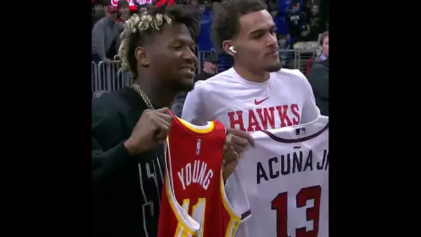 Trae Young and Ronald Acuña Jr. Swap Jerseys 🔥 | #shorts
