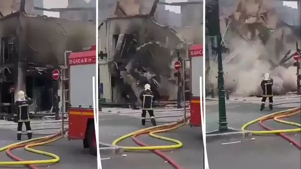 Émeutes : les images de l'effondrement d'une pharmacie incendiée à Montargis