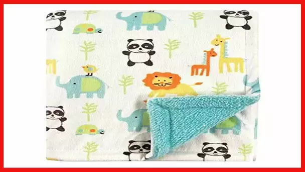 Luvable Friends Uni Baby Plush Blanket with Sherpa Back, Neutral Animals, One Size