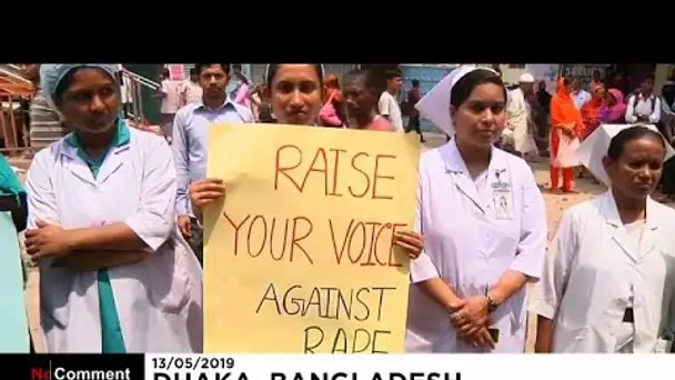 Manifestation après le meurtre d&#039;une infirmière au Bangladesh