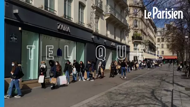 Vêtements : longues files d’attente devant des boutiques parisiennes avant le reconfinement