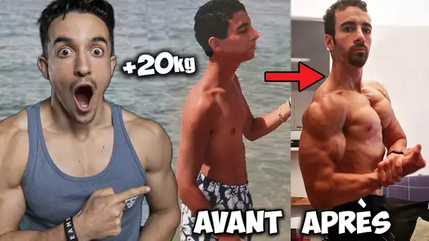 CHOQUANTE TRANSFORMATION PHYSIQUE AVANT APRÈS !! (+20kg de muscle !)