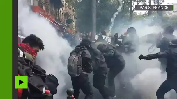 #Grève12septembre : jets de projectiles et gaz lacrymogènes pendant la manifestation à Paris