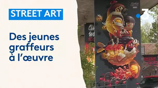 Street art : des jeunes graffeurs mis à l'œuvre pour le festival Colors urban art