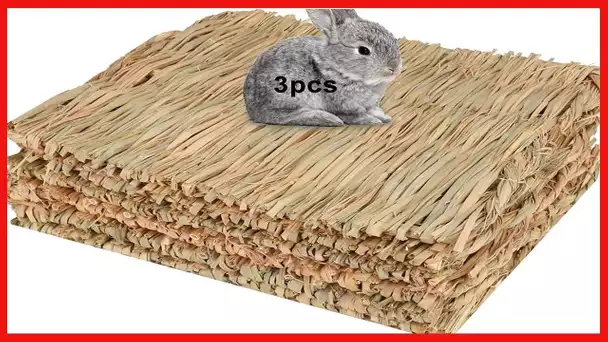 Anyuxin Rabbit Grass Mat - Woven Bed Mat, Bunny Bedding for Small Animals, Natural Straw Woven Bed