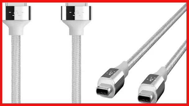 Belkin MIXIT DuraTek Kevlar USB-C (USB Type C) to USB-C Cable, 4 Feet (Silver)