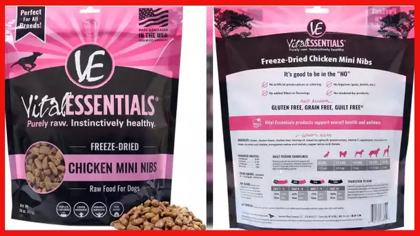 Vital Essentials Freeze Dried Dog Food, Chicken Mini Nibs 16 oz