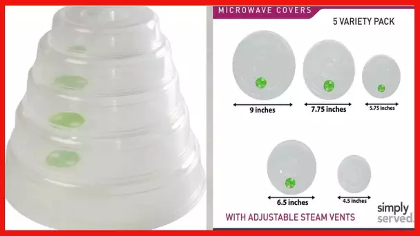 Simply Served Variety Pack Steam Vents Microwave Splatter Covers, Clear