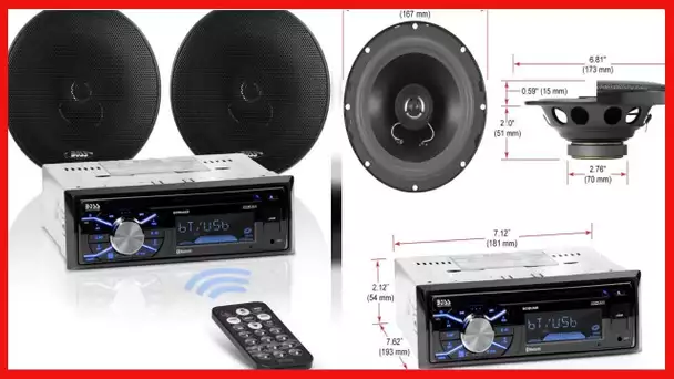 BOSS Audio Systems 656BCK Car Stereo Package - Single Din, Bluetooth, CD MP3 USB AM FM Radio,