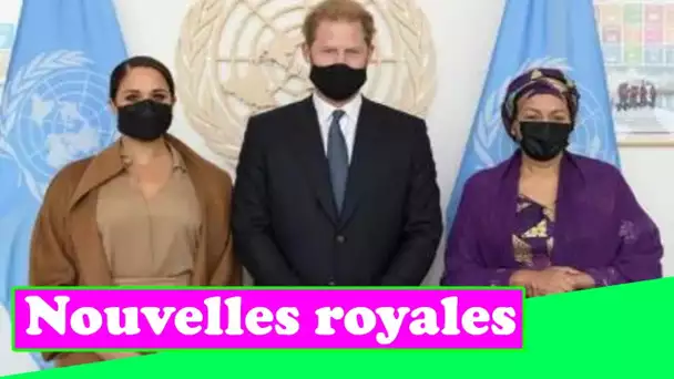 Le prince Harry et Meghan Markle posent avec le chef adjoint de l'ONU avant l'événement vaccinal