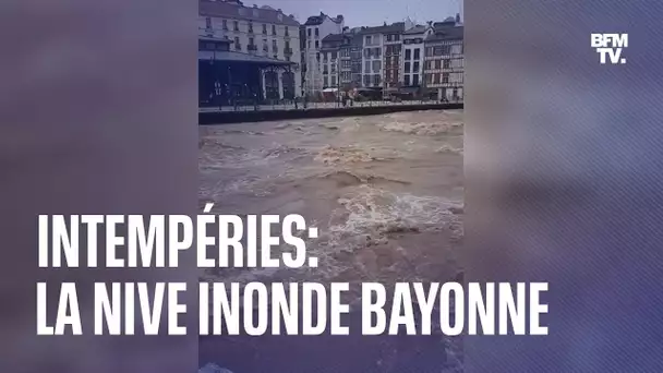 Bayonne: soutenue par les fortes précipitations, la Nive sort de son lit