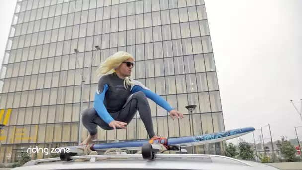 Il surfe le toit d'une voiture à Paris ! (Urban Surfing)