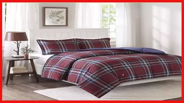Madison Park Essentials Parkston Plaid Comforter, Matching Sham, 3M Scotchguard Stain Release Cover