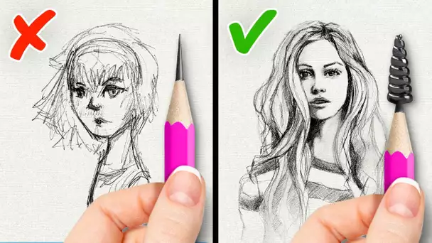 ASTUCES DE DESSIN ET IDÉES ARTISTIQUES GÉNIALES POUR DÉBUTANTS