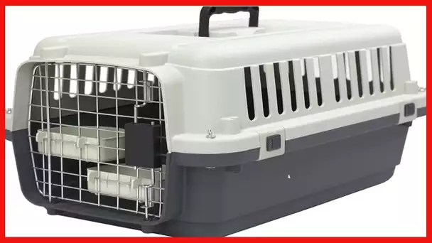 SportPet Designs Plastic Kennels Rolling Plastic Wire Door Travel Dog Crate - Small - No Wheel, Tan