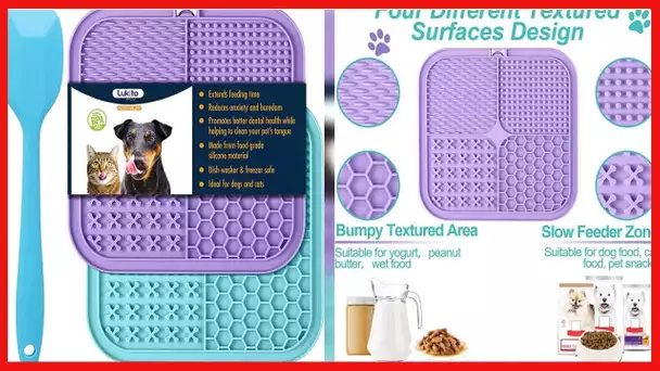 Feeding Mat for Dogs & Cats 2 Pack, Slow Feeder & Non-Slip Design, Pet Calming Dog Treat Mat Anxiety