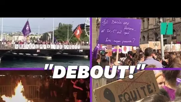 Clitoris géant et foule violette en Suisse pour une grève des femmes réussie