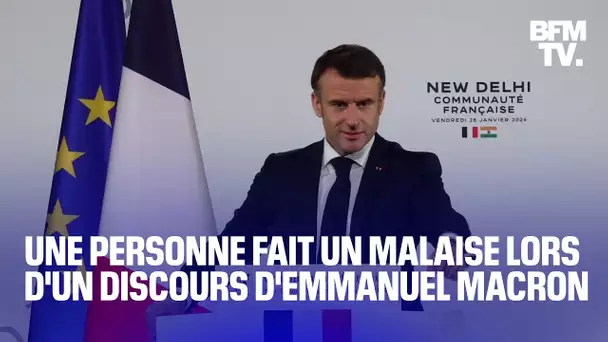 Emmanuel Macron interrompt son discours en Inde alors qu’une personne fait un malaise dans la salle