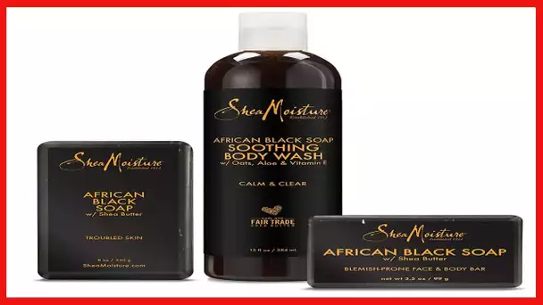 SheaMoisture Bath Face Skin care Kit Body Cleanser for Dull Skin African Black Soap