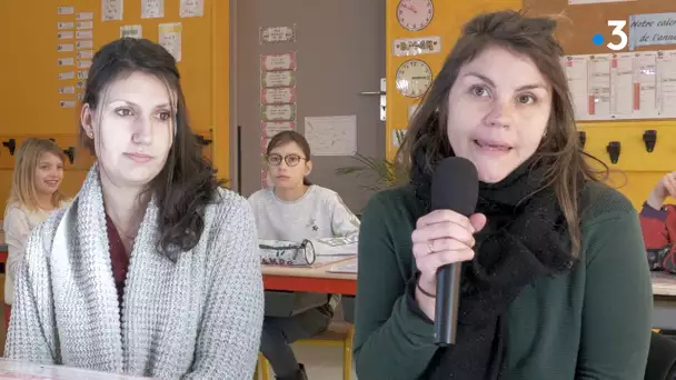 Lise et Coralie présentent le projet de l'école Saint-Aubin de La Chevallerais.