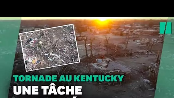 Vues du ciel au Kentucky, les images de désolation laissées par la tornade