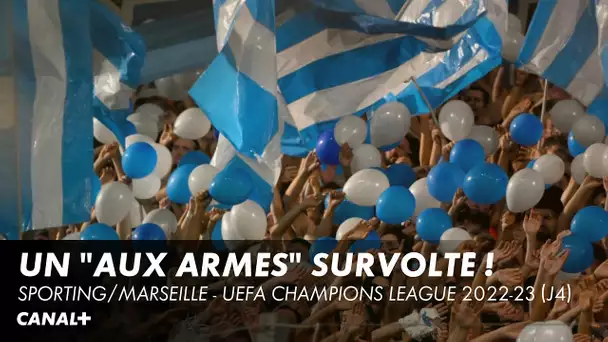 Les supporters de l'OM en feu lors de Sporting / Marseille - Ligue des Champions (4ème journée)