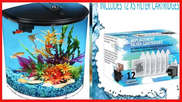 Koller Products 3.5-Gallon Aquarium with Power Filter, LED Lighting and 1-Year Supply of Filter Cart