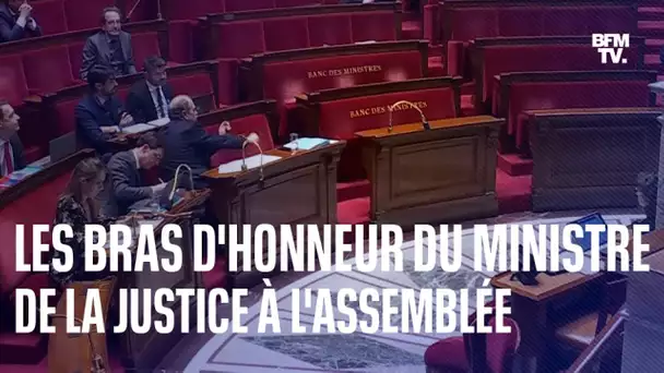 Les images des bras d'honneur d'Éric Dupond-Moretti à l'Assemblée nationale