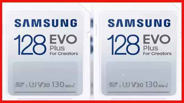 SAMSUNG EVO Plus Full Size 128 GB SDXC Card 130MB/s Full HD & 4K UHD, UHS-I, U3, V30 (MB-SC128K/AM)