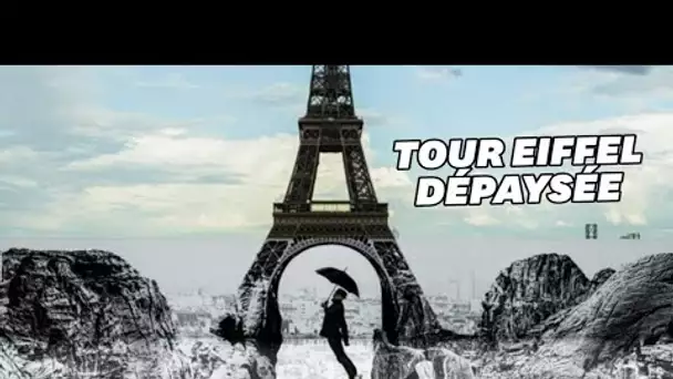 La tour Eiffel rhabillée par le street artiste JR avec une anamorphose