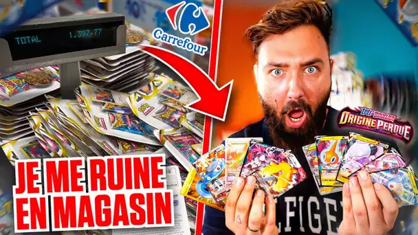 JE DÉVALISE 1400 EUROS DE BOOSTERS POKEMON en MAGASIN + RECORD OUVERTURE DISPLAY ORIGINES PERDUE