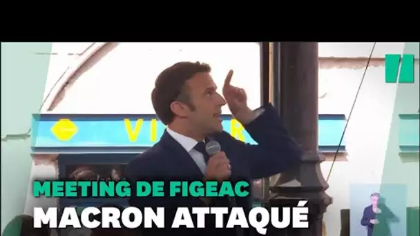 Lors de son meeting à Figeac, Macron interpellé sur la place du privé