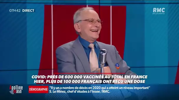 Vacciné, le professeur Axel Kahn enlève son masque en public pour la première fois en direct sur RMC