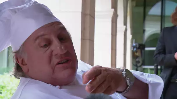 Cinéma : Gérard Deaprdieu en tournage à l'abbaye de Fontevraud, en Anjou