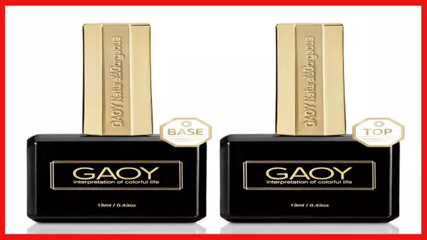 GAOY Gel Top Coat and Base Coat Set for Gel Nail Polish, 13ml 2Pcs No Wipe Clear Foundation
