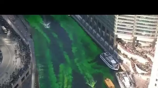 La rivière de Chicago devient totalement verte pour la Saint-Patrick
