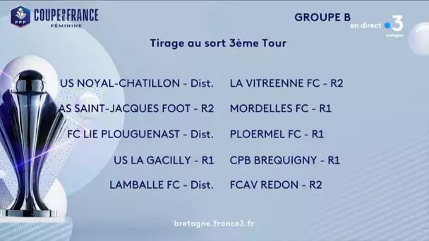 Le résultat du tirage pour le 3eme tour féminin. Coupe de France féminine ligue de Bretagne