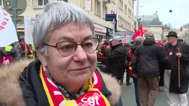 Manifestation contre la réforme des retraites Caen jeudi 9 jenvier 2020