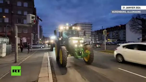 🇩🇪  Allemagne : des centaines d'agriculteurs bloquent les routes près de Nuremberg