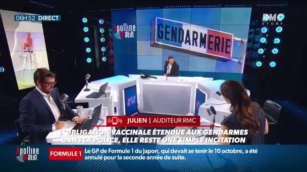 Julien est gendarme et non vacciné. Il réagit à l'obligation vaccinale.