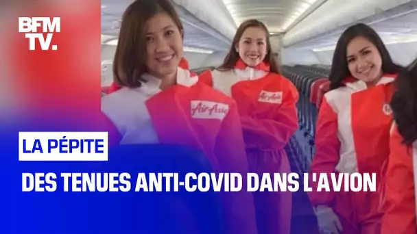 Des tenues anti-Covid dans l'avion