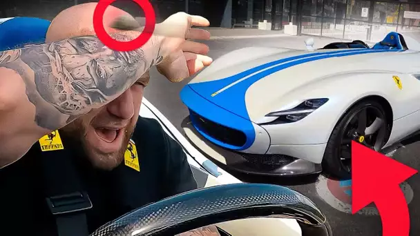 JE SORS LA FERRARI SP1 MONZA!! JE ME PREND UN PROJECTILE DANS LA TÊTE 😱🤬 !! (800 CH SANS TOIT)