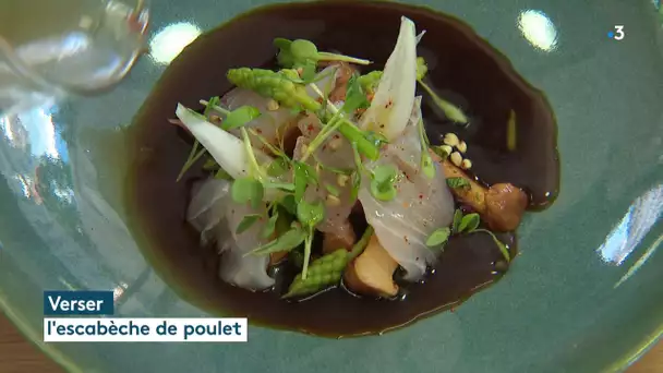 Ceviche de bar et escabèche de poulet rôti