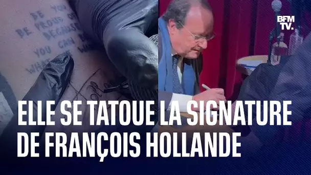 Une jeune femme se tatoue une phrase mythique et la signature de François Hollande