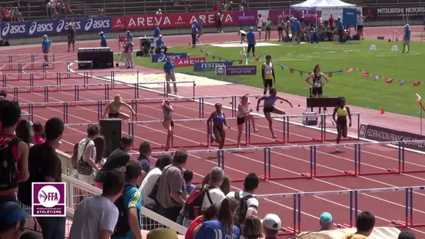 Valence 2014 : Finale 100 m haies Juniors (Chrystie Lange en 13&#039;&#039;54)